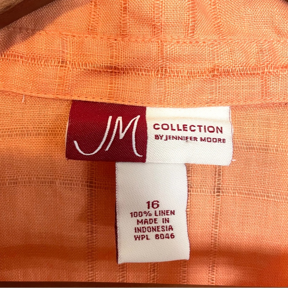 JM Collection Peach Button-Front Lightweight Blouse - Picture 3 of 12